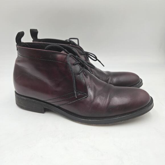 Mr. B's Aldo Oxblood Brown Leather Lace Up Bootie Chukka Ankle Boots Sz 43 US 10 - Picture 1 of 7
